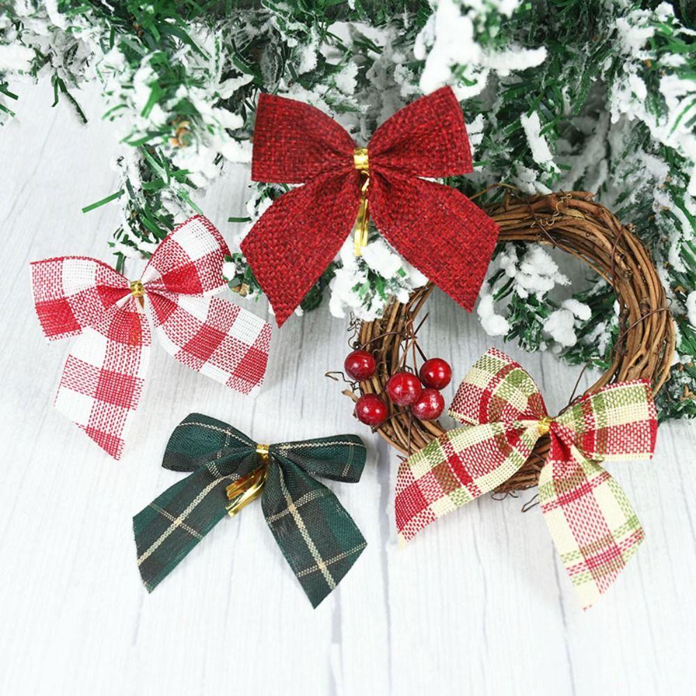 Lakamier Set 25 Nơ Ruy Băng Đính Kim Tuyến Màu Vàng Trang Trí Cây Thông Noel