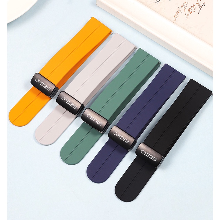 Dây Đeo Silicon 20mm 22mm Kèm Khóa Nam Châm Cho Đồng Hồ Thông Minh seiko 5 skx007 skx009