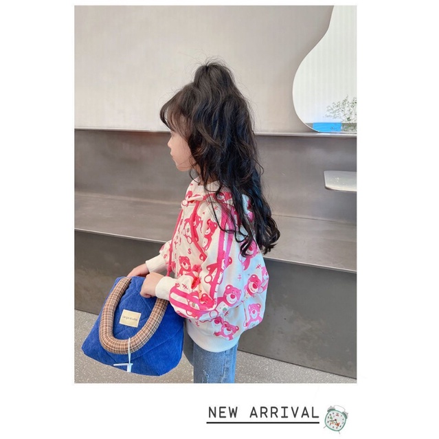 Áo Khoác hoodie Có Khóa Kéo In Hình Gấu Dễ Thương Cho Bé Gái 1-12 Tuổi Hoạt Hình