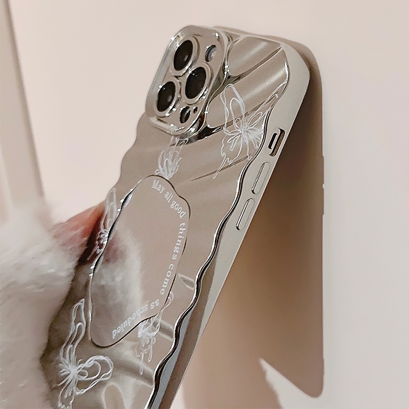 Ốp Điện Thoại Dẻo Tráng Gương Họa Tiết Bươm Bướm & Sóng Nước Độc Đáo Cho iphone 15 pro max 14 13 12 11 max xr ix 78plus