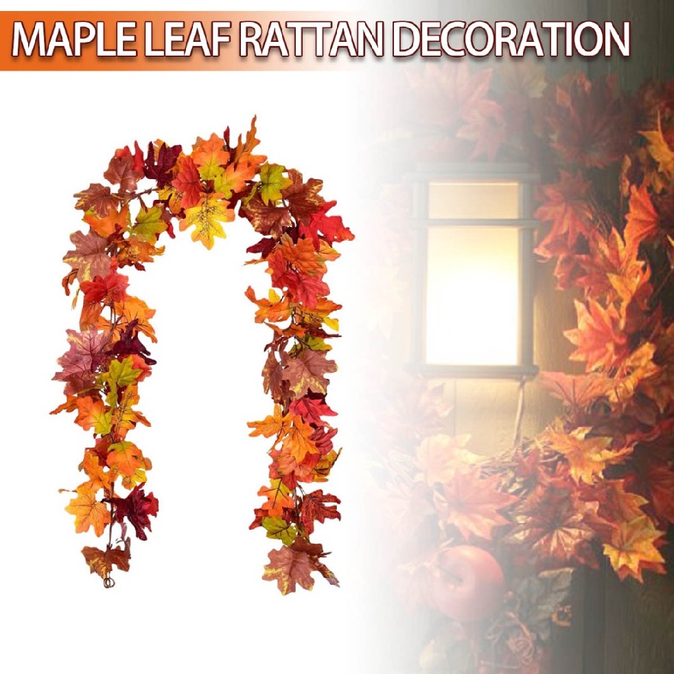 Outdoor Hanging Vines Artificial Maple Leaf Fall Leaves Garland Decorations