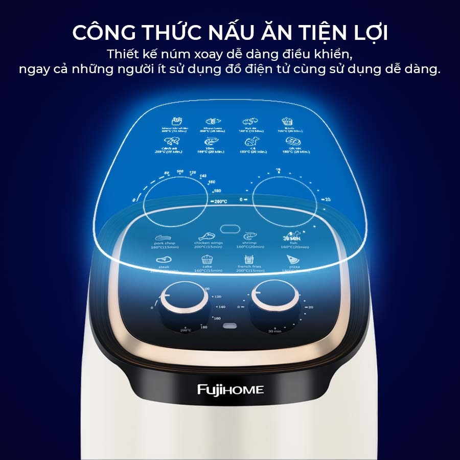 Nồi chiên không dầu FujiHome nhập khẩu, Lò chiên không dầu Nhật Bản công suất 1400W - Bảo hành 18 tháng