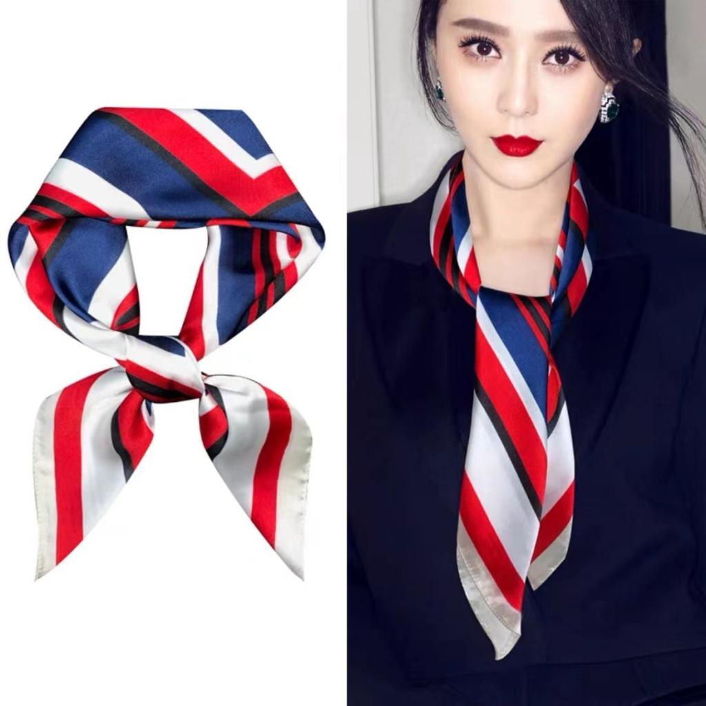 Khăn Choàng Cổ Hình Vuông Cỡ Nhỏ Họa Tiết Kẻ Sọc Đơn Giản Thời Trang Xuân Thu Chất Lượng Cao Cho Nữ