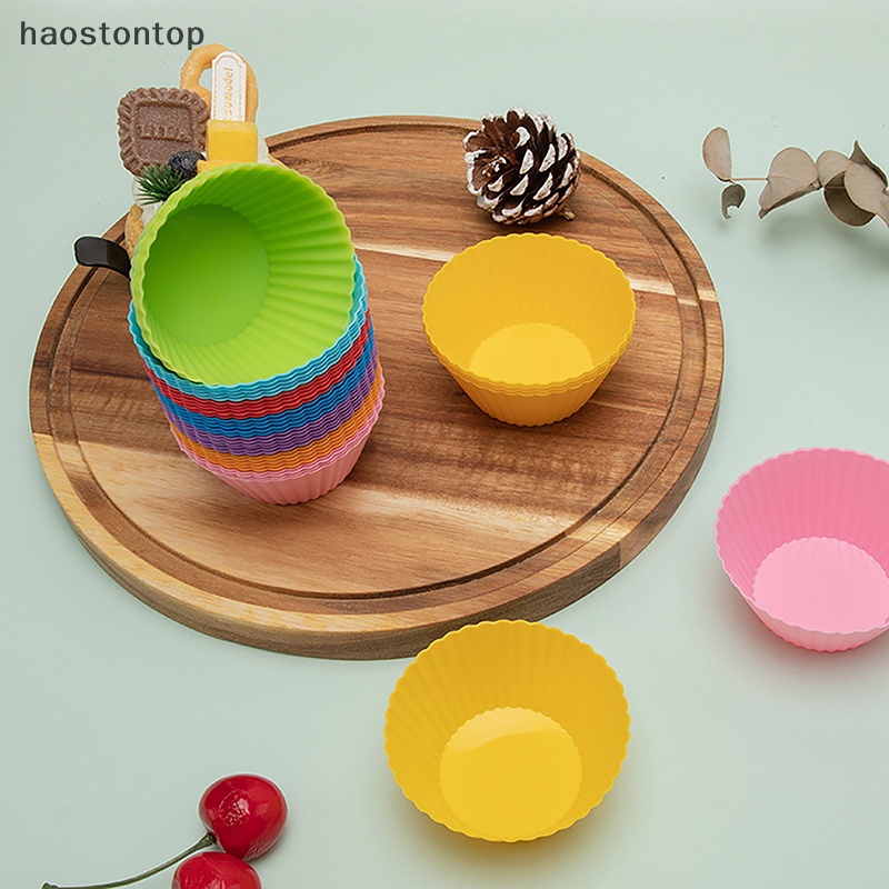 Set 6 Khuôn Silicon Làm Bánh cupcake Hình Tròn Tiện Dụng vn