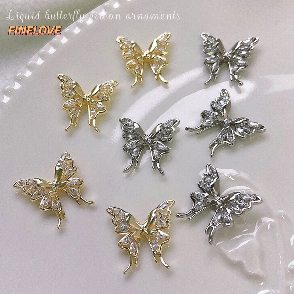 1 Phụ Kiện Trang Trí Móng Tay Chống Rơi Hình Cánh Bướm Ba Chiều Lấp Lánh diy