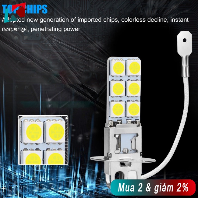 Sesong Set 2 Đèn Pha h3 6000k 1800lm Ánh Sáng Trắng 360 Độ Chuyên Dụng Cho Xe Hơi