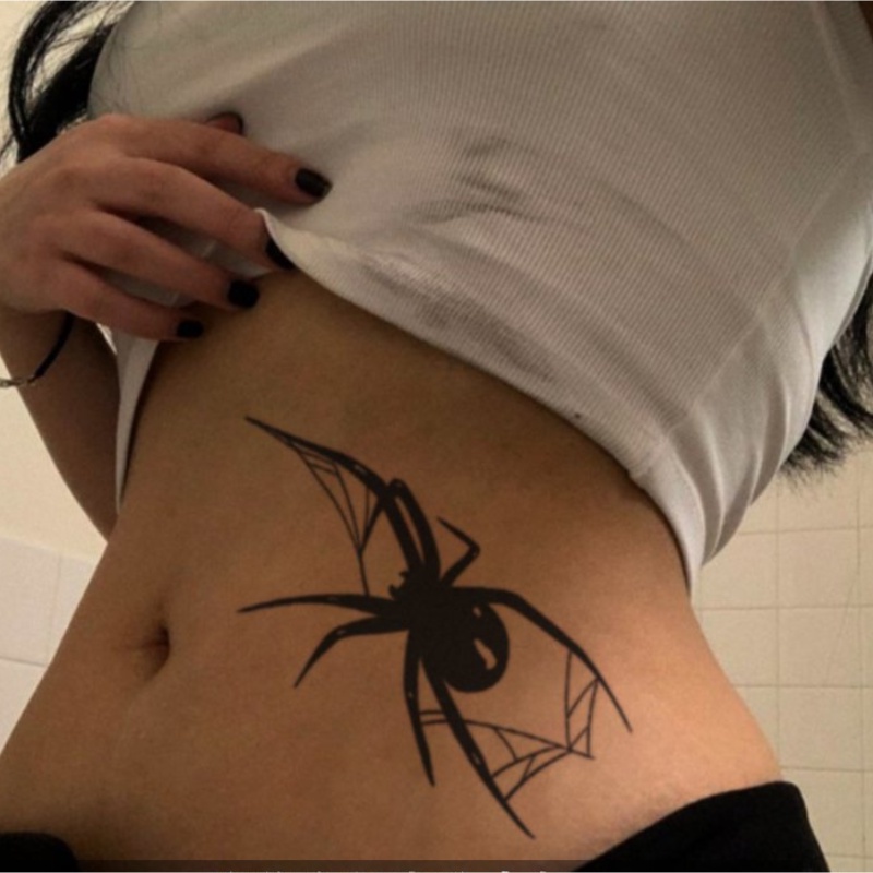 Đen Hình Xăm Dán Tạm Thời Trong 15 Ngày Hình Nhện Và Cây Lá
