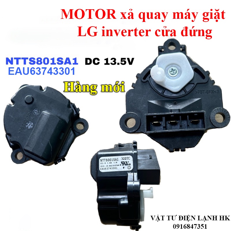 Motor xả quay máy giặt LG inverter cửa trên 13.5V - Moto Van quay xả nước MG lồng đứng hàng Xịn