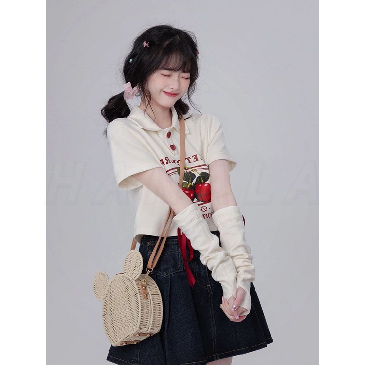 Áo Baby tee y2k  Áo sơ mi croptop Áo Thun Tay Ngắn Cổ polo Thời Trang Cho Nữ