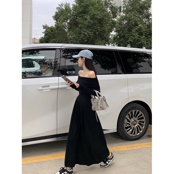 Váy Dệt Kim Hở Vai Dáng Ôm Phong Cách Hàn Quốc Thời Trang Mùa Thu Cho Nữ 2023