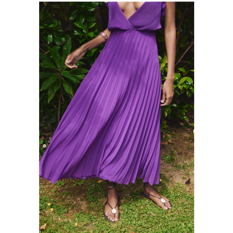 Zara Đầm Lót Hai Dây Xếp Ly 23 Lớp Thời Trang Mùa Hè3564110
