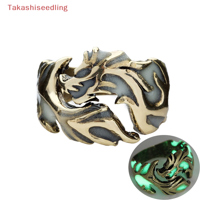 Nhẫn Hở Hình Rồng Phát Sáng Thời Trang Có Thể Điều Chỉnh Trang Sức halloween Dành Cho Nam