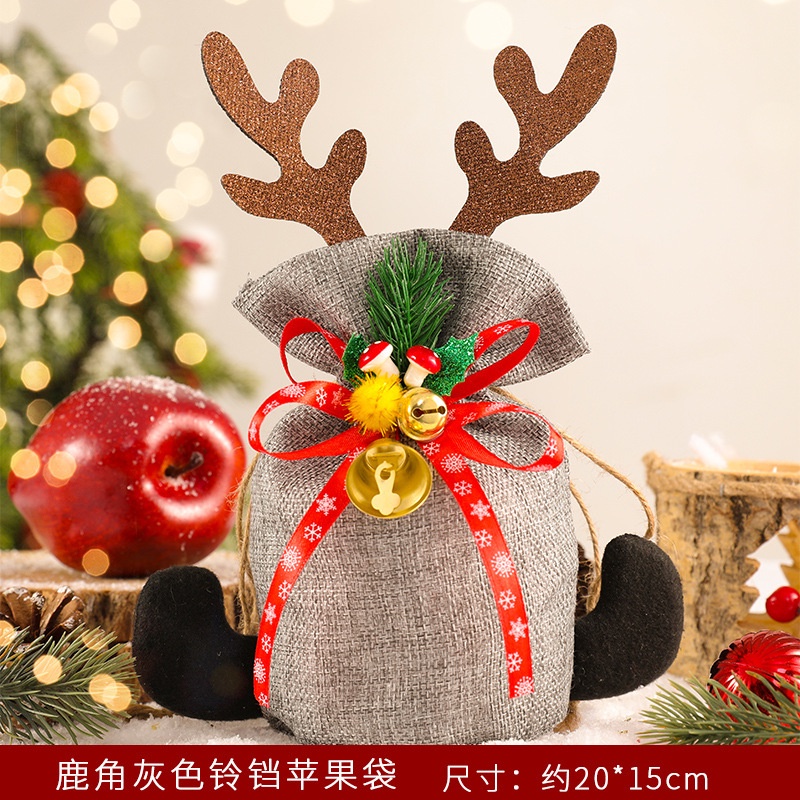 Túi Đựng Quà Giáng Sinh Màu Kẹo Nhỏ Hình Quả Táo Trang Trí Quà Tặng Cho Trẻ Em