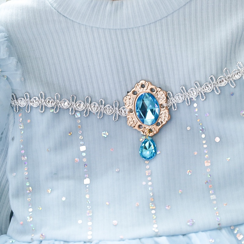 Đầm Công Chúa elsa 2023 Tay Dài Phồng Xòe Ngôi Sao Băng Giá Mùa Xuân Thu Mới 2023