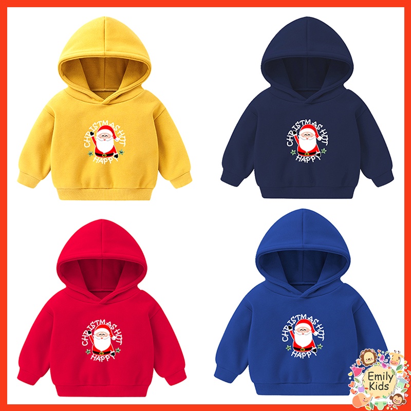 Áo Khoác hoodie Giữ Ấm Thoải Mái In Họa Tiết Giáng Sinh Thời Trang Cho Bé Trai Và Gái 2-7 Tuổi