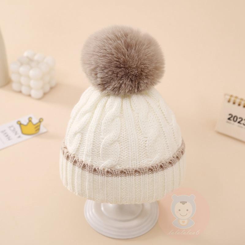 Mũ beanie Đan Len Màu Sắc Tương Phản Thời Trang Mùa Đông Cho Bé Trai 0-12 Tháng Tuổi laa6-baby
