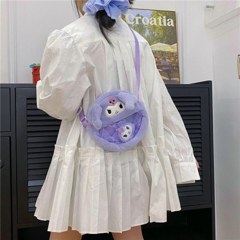 Pinou Túi Đeo Chéo Vai Đựng Tiền Xu kuromi Trong Suốt Họa Tiết Hoạt Hình my melody kuromi Đáng Yêu