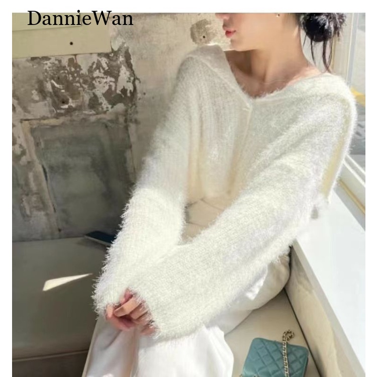 DannieWan Áo Len áo khoác cardigan Xu hướng hàn quốc Vintage Đơn giản A91K5S9 39Z230928