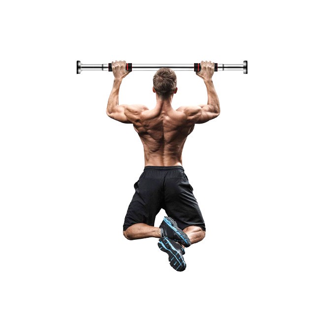 CÂY HÍT XÀ ĐƠN ĐEN ĐỎ CAO CẤP,dài 60-100cm Thanh tập xà đơn treo tường gắn cửa tập gym cơ bắp