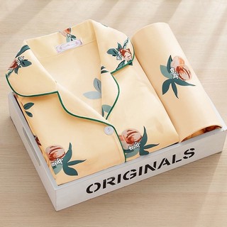 Bộ đồ ngủ tay dài chất lượng cao 100% plus size cho phụ nữ trung niên