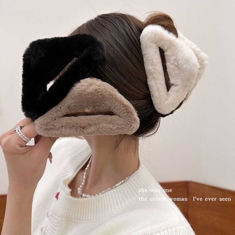 Kẹp Tóc Lông Nhung 13cm Thời Trang Thu Đông Phong Cách Hàn Quốc Dành Cho Nữ