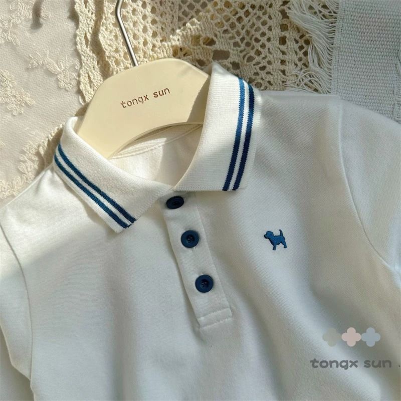 Áo polo Tay Dài Dáng Rộng Thời Trang Xuân Thu 2023 Cho Bé Trai