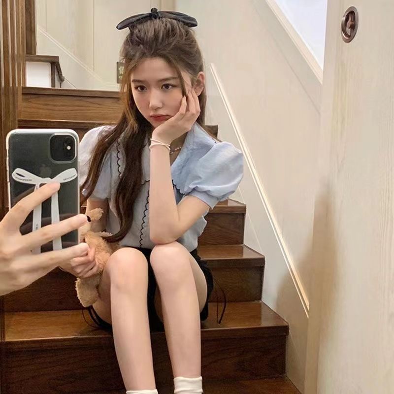 Áo Kiểu Tay Phồng Ngắn Phong Cách Pháp Thời Trang Mùa Hè Mới Cho Nữ