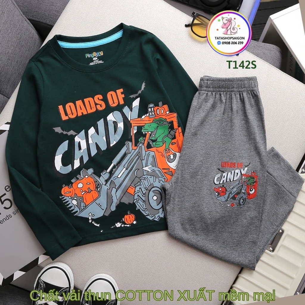 Đồ bộ bé trai tay dài size đại 11 đến 40kg thun cotton xuất VNXK T142