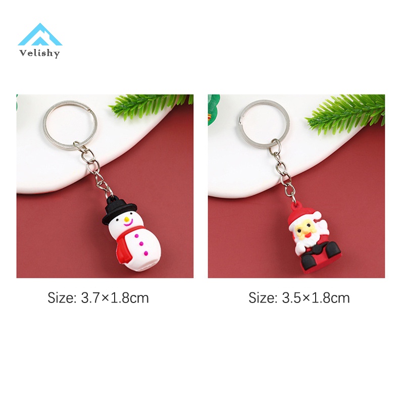 Móc khóa VELISHY thiết kế ông già Noel tuần lộc ggs 3D bằng silicon dễ thương