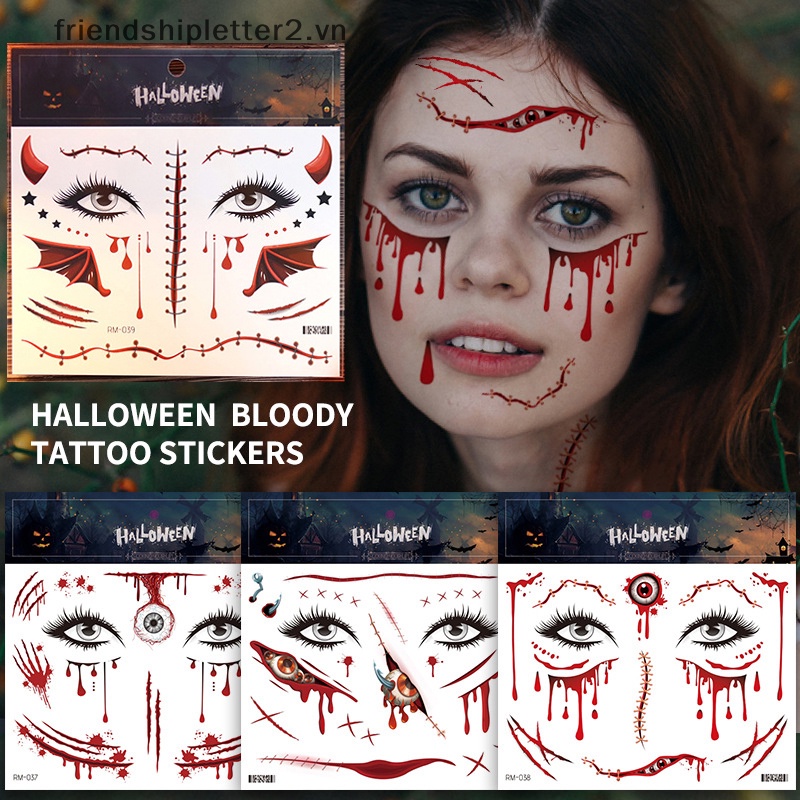 Hình Xăm Dán Vết Máu Kinh Dị Chống Nước Hóa Trang halloween