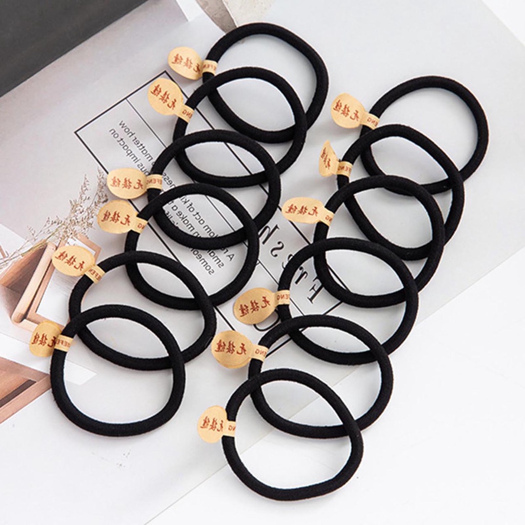 Broadfashion Dây Buộc Tóc Dày Không Đường May Độ Co Giãn Cao Siêu Bền Màu Đen Dành Cho Nữ Mặc Hàng Ngày