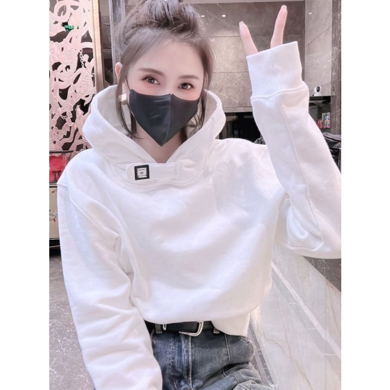 Áo Hoodie Dáng Rộng Màu Trơn Chất Lượng Cao Thời Trang 2000s