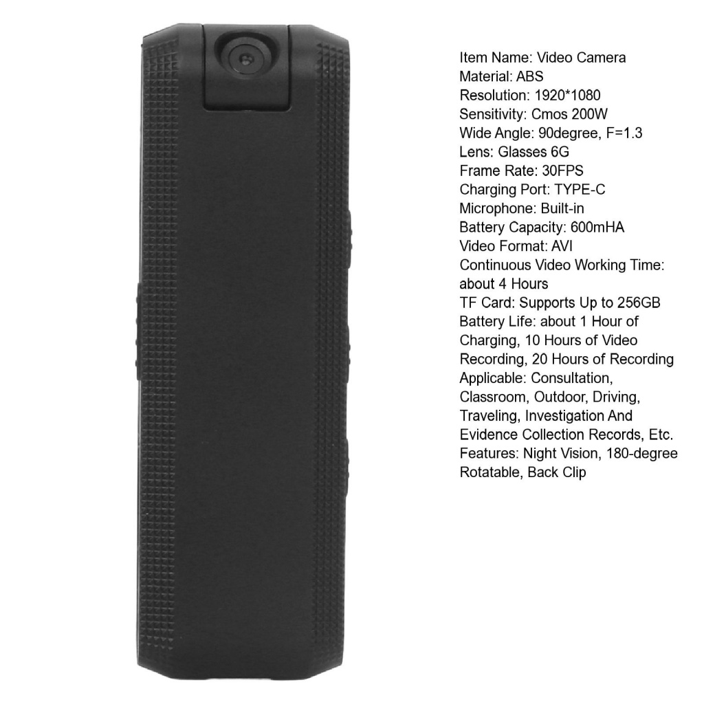 Kniki.cl camera Quay 180 Độ Kèm Kẹp Lưng Chống Rung Phong Cách Thể Thao 1080p
