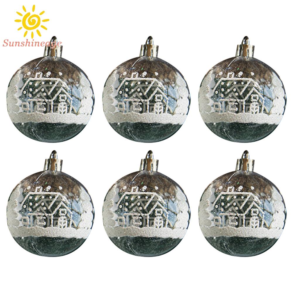 Hộp 6 Trái Châu Trong Suốt 6cm Trang Trí Cây Thông Noel