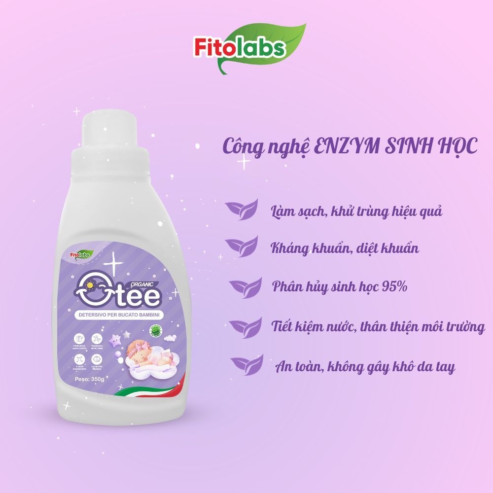 Nước Giặt Sinh Học Quần Áo Trẻ Em Otee Giúp Làm Sạch Vết Bẩn, Sạch Khuẩn, Ngừa Viêm Cho Bé Lọ 350ml -TPCN041