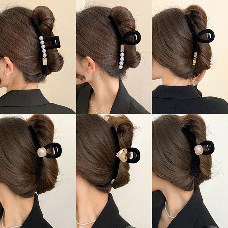 Set 2 Kẹp Tóc Hình Cá Mập Màu Đen Thời Trang Mùa Đông