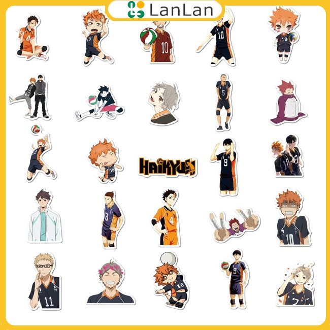 Bộ 50 Nhân Vật anime haikyuu!!! Miếng Dán Trang Trí laptop / Điện Thoại / Ván Trượt / ps4 Hình Quả Bóng Chuyền diy
