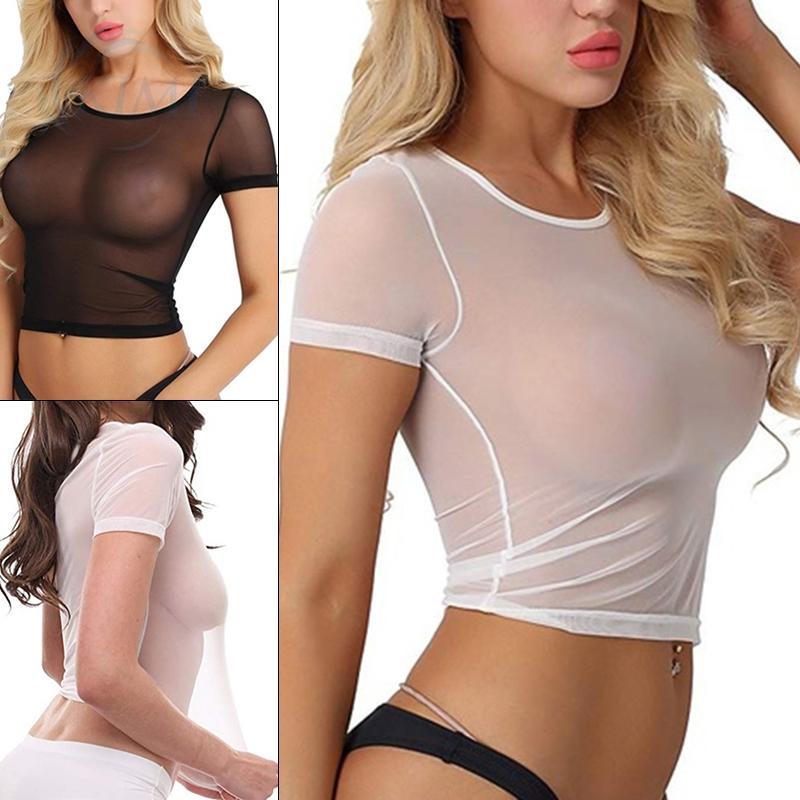 Áo Thun Cổ Tròn Xuyên Thấu Thời Trang Mùa Hè Dành Cho Nữ