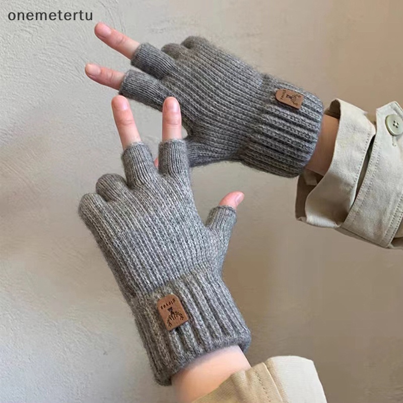 Onemetertu Găng Tay Giữ Ấm Mùa Đông Thời Trang Mới cashmere Chống Lạnh Xỏ Ngón Tay Đi Xe Máy Ngoài Trời Cho Nam