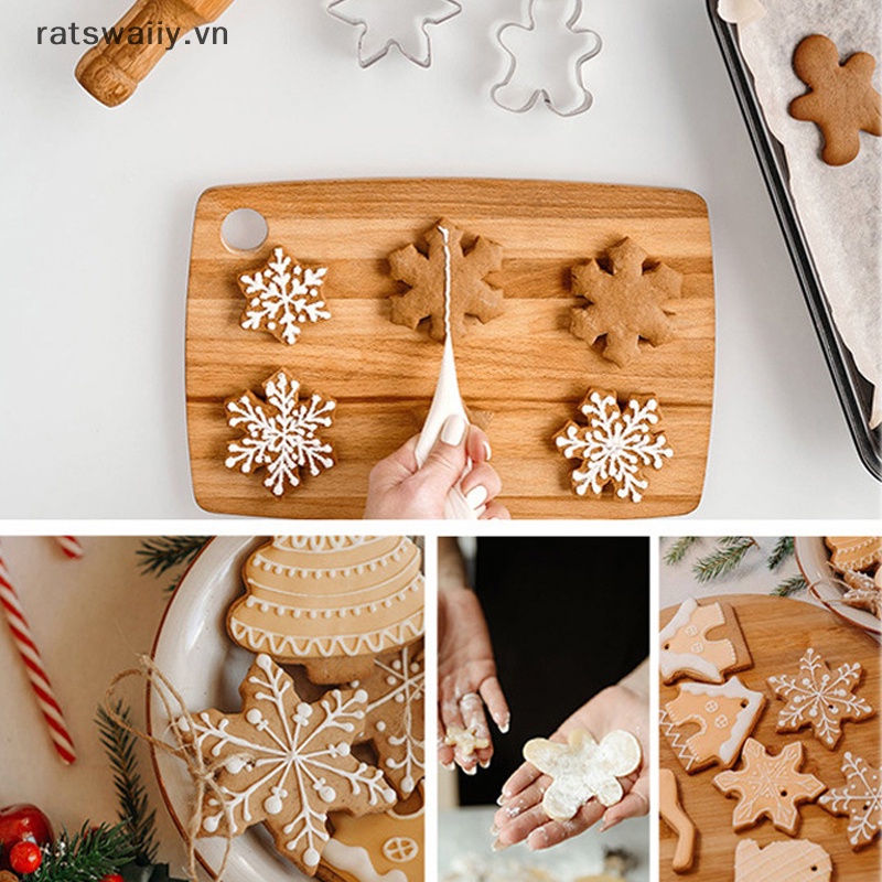 Set 5 Khuôn Cắt Bánh Quy Bằng Thép Không Gỉ Tạo Hình Chủ Đề Giáng Sinh diy vn