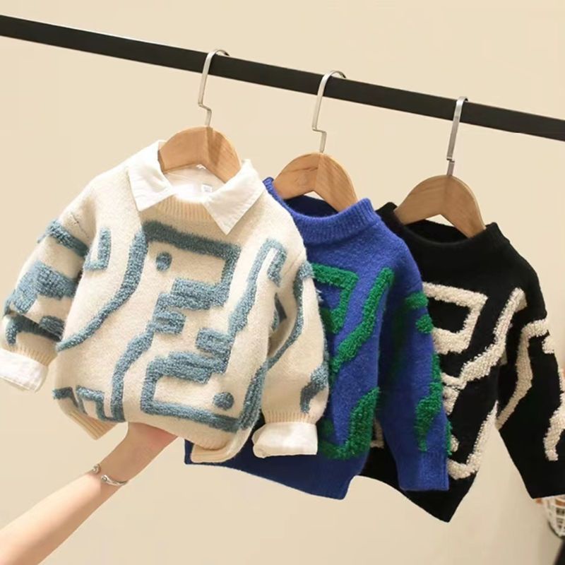 Phlis Áo Sweater Dệt Kim Phối Lông Chồn Thời Trang Thu Đông 2023 Cho Bé