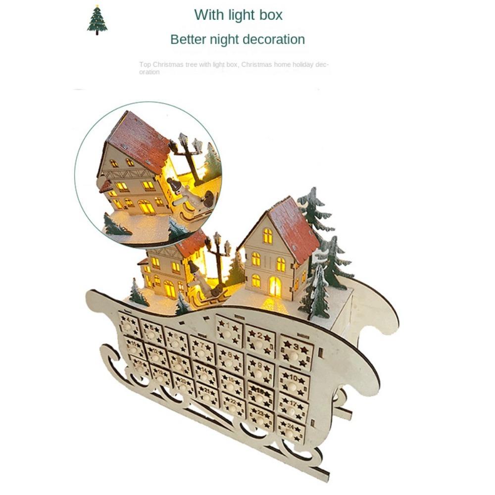 UUMIR Lịch Đếm Ngược 24 Ngăn Bằng Gỗ Có Đèn led Trang Trí Giáng Sinh