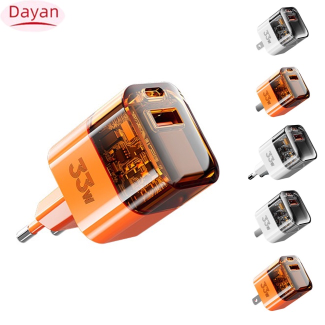 Ổ Cắm Sạc Hai Cổng usb 33w pd Sạc Nhanh Loại c Trong Suốt Cho Laptop / Điện Thoại Thông Minh