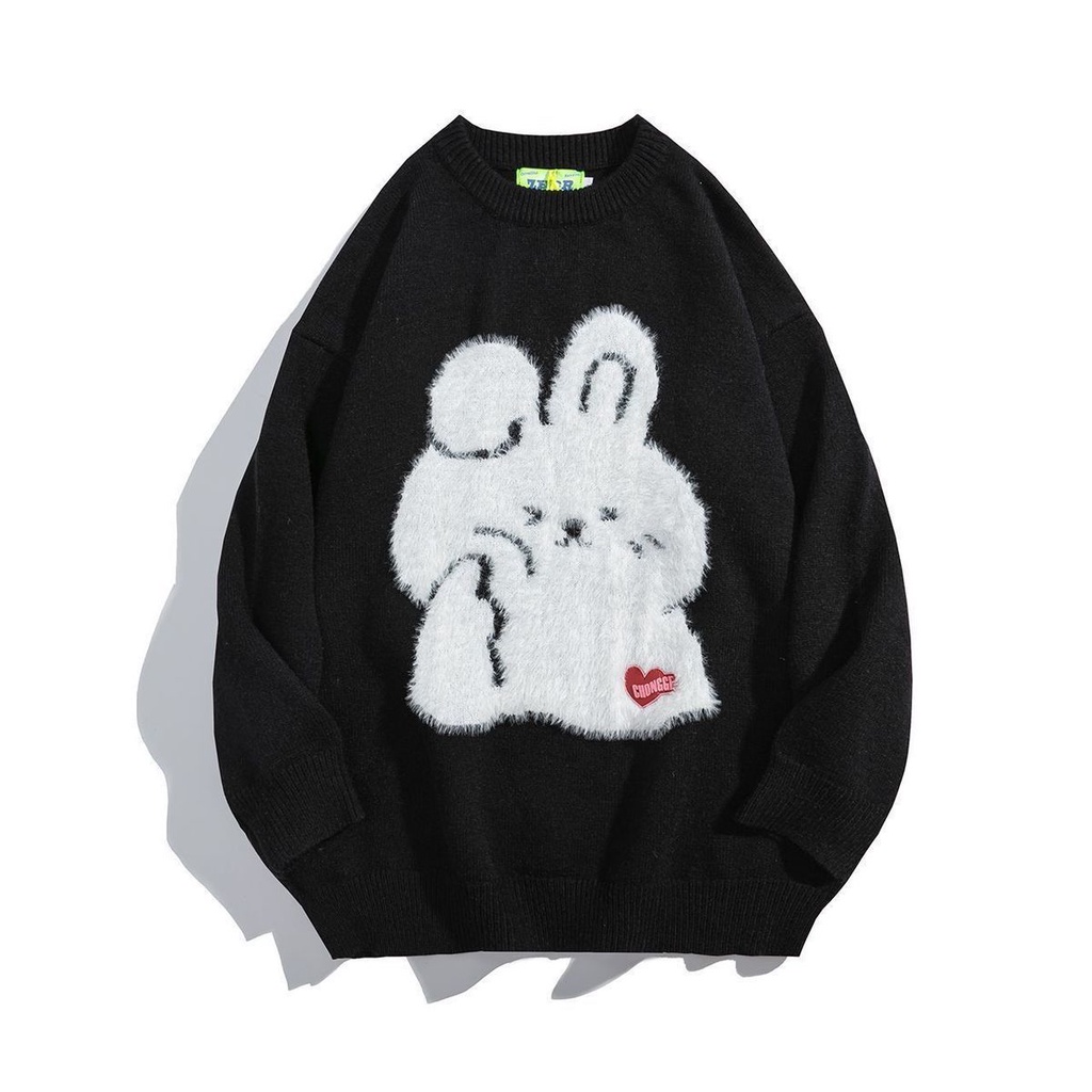 Đen Áo sweater Dáng Rộng In Họa Tiết Xinh Xắn Theo Phong Cách Thu Đông Dành Cho Nữ Thời Trang