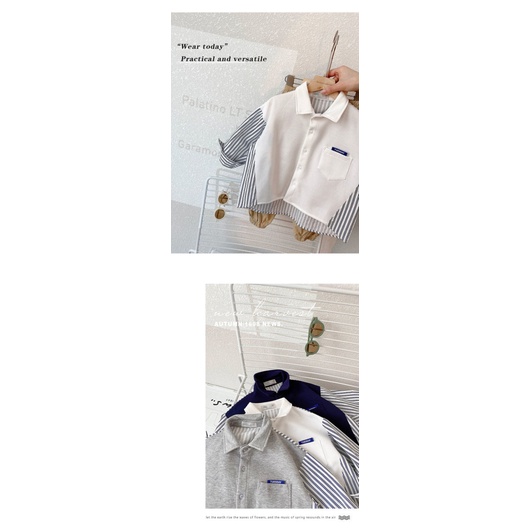 Áo Sơ Mi Tay Dài Họa Tiết Kẻ Sọc Thời Trang Hàn Quốc Mới 2023 Dành Cho Bé Trai