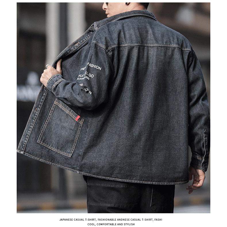 Áo Khoác Jean Thêu Chữ Thời Trang Hàn Quốc Cho Nam