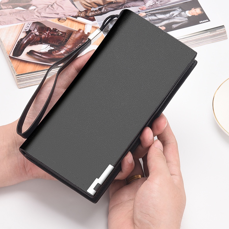 IELGY Ví Da Mềm Dáng Dài Phối Khóa Kéo Thời Trang Công Sở