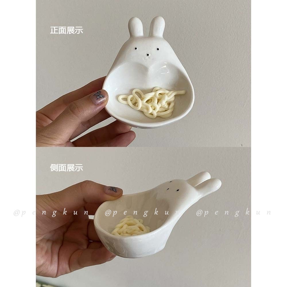 Đĩa Sứ Đựng Nước Chấm Hình Thỏ Hoạt Hình Ba Chiều Sáng Tạo
