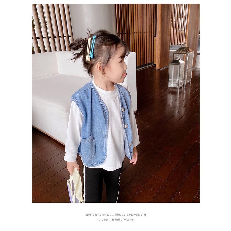 Áo Khoác denim Không Tay Thời Trang Xuân Thu Cho Bé