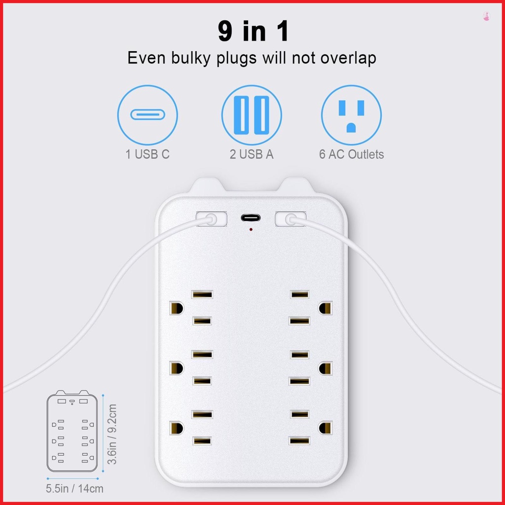 Ổ Cắm Điện Đa Năng 9 Trong 1 6 Cổng usb Và 2 Cổng usb c